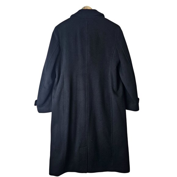 L.L. Bean Women's Calf Length Black 100% Lambswool Big Button Mid Pocket, Sz 14 - Picture 2 of 10